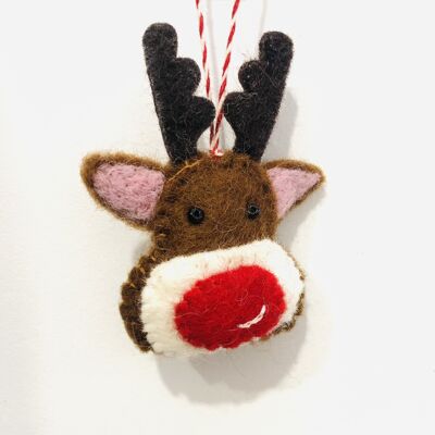 Decoraciones de fieltro para árboles de Navidad - Cabeza de Rudolph