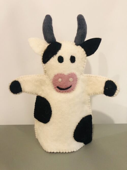 Handmade Felt hand puppets - Cow