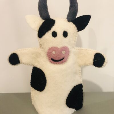 Handmade Felt hand puppets - Cow