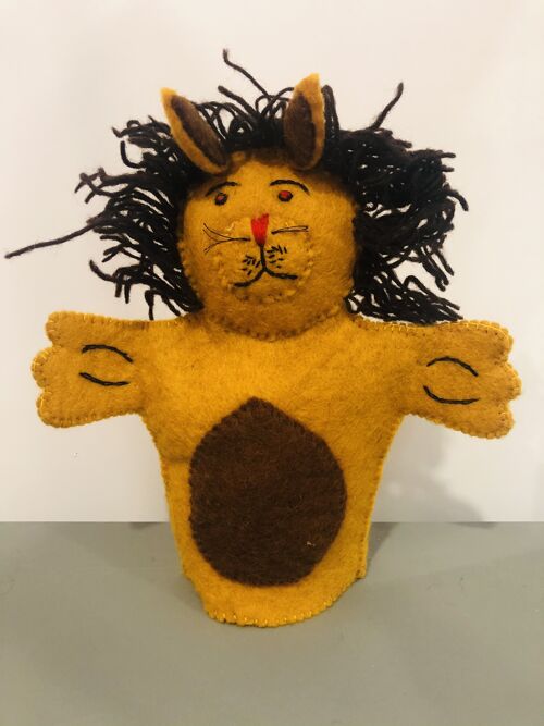 Handmade Felt hand puppets - Lion#1