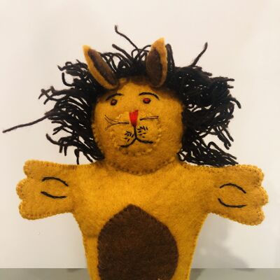 Marionetas de mano de fieltro hechas a mano - León # 1