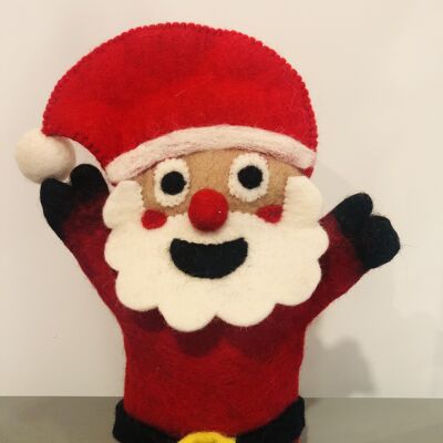 Marionetas de mano de fieltro hechas a mano - Santa