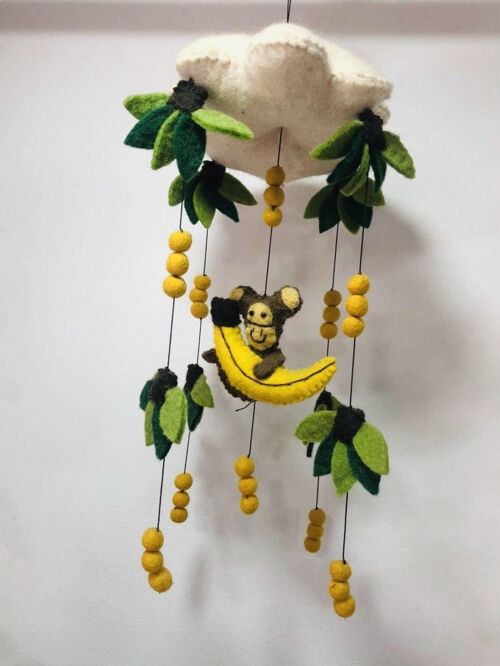 Cloud Mobile with monkey, trees and banana detail