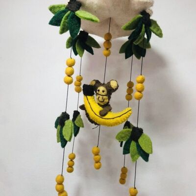 Cloud Mobile mit Affen, Bäumen und Bananendetails