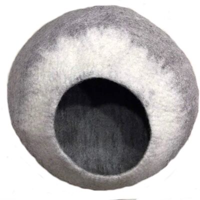 Katzenhöhle aus Filz - Grau-Weiß-Ton
