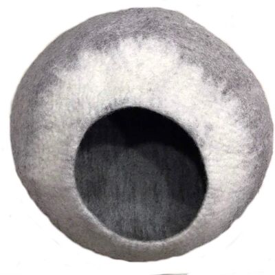 Felt Cat Cave - Gris et Blanc ton sur ton