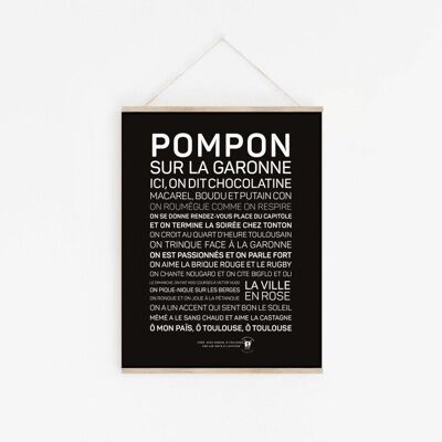 Poster Pompon sur la Garonne - A3 - black background