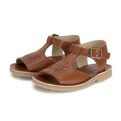 Belle T-bar Sandal Chestnut Brown Leather - UK 1 (EU 33)