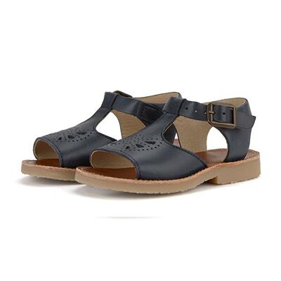 Belle T-bar Sandal Navy Leather - UK 2 (EU 34)