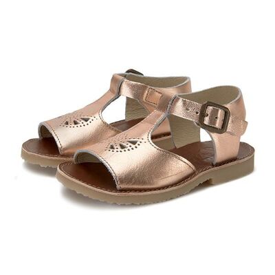 Belle T-bar Sandal Rose Gold Leather - UK 13.5 (EU 32)