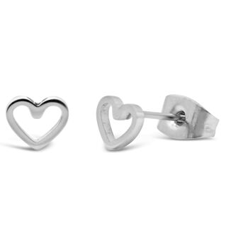 Clous d'oreilles "Coeur" - argent