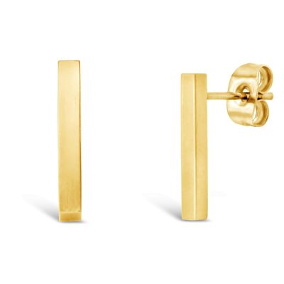 "Big Square Bar" ear studs - gold