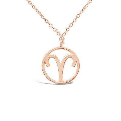 "Aries" zodiac necklace - rose gold