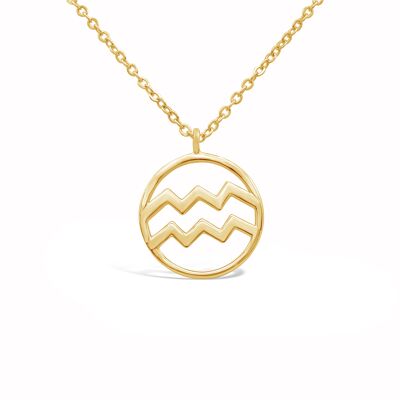 Zodiac necklace "Aquarius" - gold