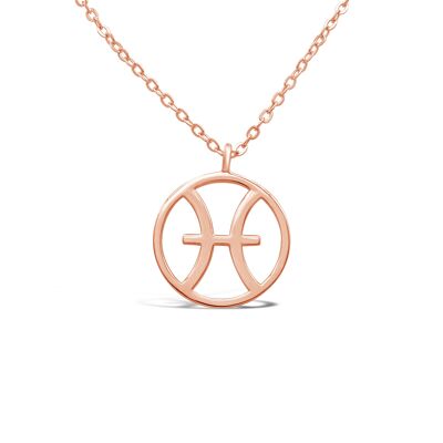 Collana zodiaco "Pesci" - oro rosa