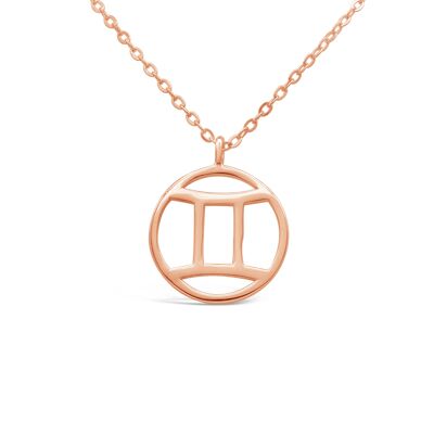 Collana zodiaco "Gemelli" - oro rosa