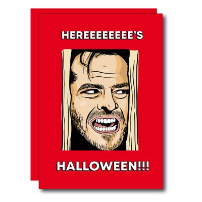 ¡Aquí está Halloween! tarjeta
