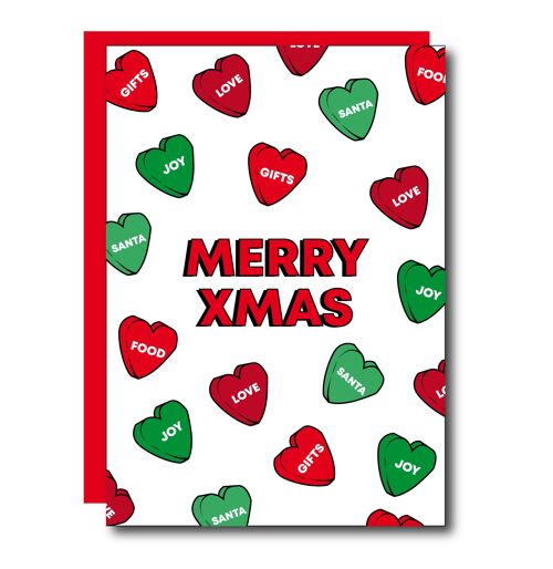 Merry Xmas Hearts Greeting card