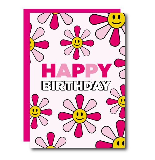 Flower Pink Birthday Card