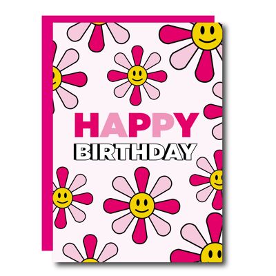 Flower Pink Birthday Card