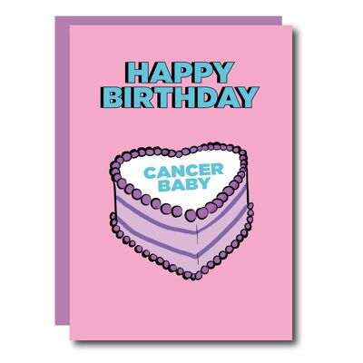 Tarjeta de cumpleaños de la torta del cáncer