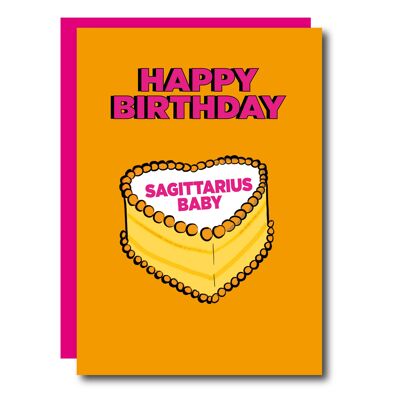 Tarjeta de cumpleaños de la torta de Sagitario