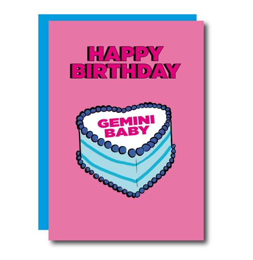 Gemini Cake Birthday Card