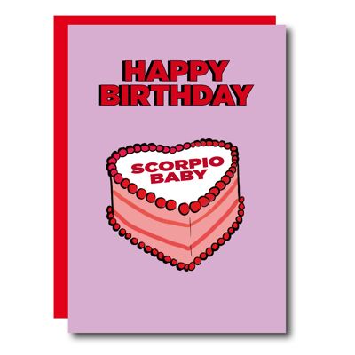 Tarjeta de cumpleaños de la torta de Escorpio