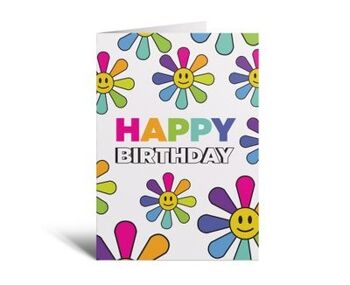 Carte d'anniversaire arc-en-ciel de fleurs 2