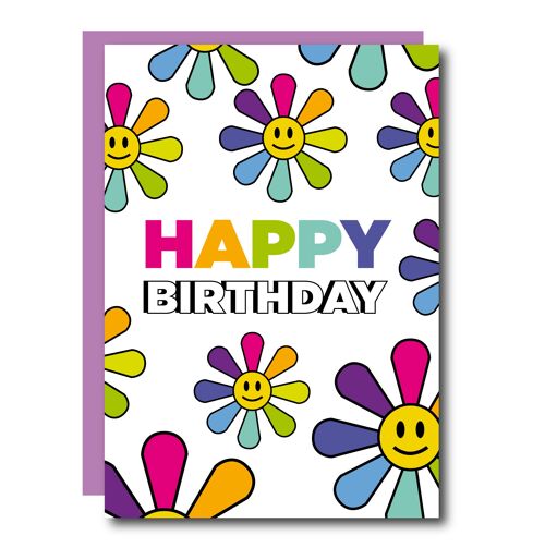Flower Rainbow Birthday Card