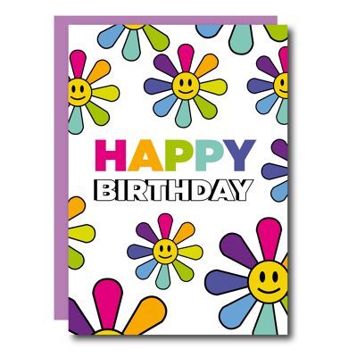 Flower Rainbow Birthday Card