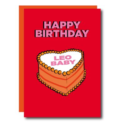 Tarjeta de cumpleaños de la torta de Leo