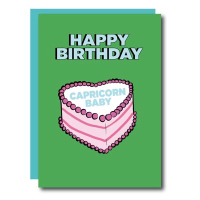 Geburtstagskarte mit Steinbock-Kuchen