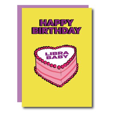 Tarjeta de cumpleaños de la torta de Libra