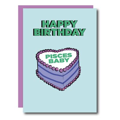 Tarjeta de cumpleaños de la torta de Piscis