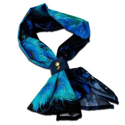 Cotton scarf with Peacock print - Pavo