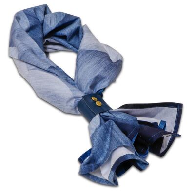 Blue Cotton scarf with giant flower - San Francisco Blues