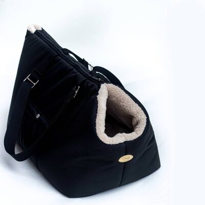Rainy Bear Black and Beige Carrier with Zipper