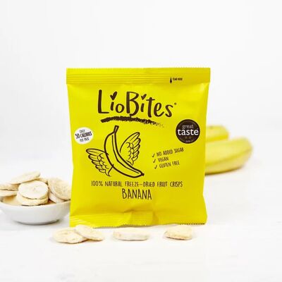 LioBites Chips Bananes Lyophilisées - Boîte de 15 Paquets