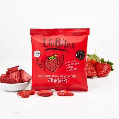 Chips de fresa liofilizados LioBites - Caja de 15 paquetes