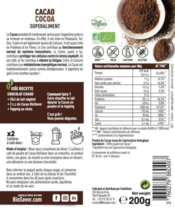 Cacao en poudre - 200g - Complément Alimentaire 2