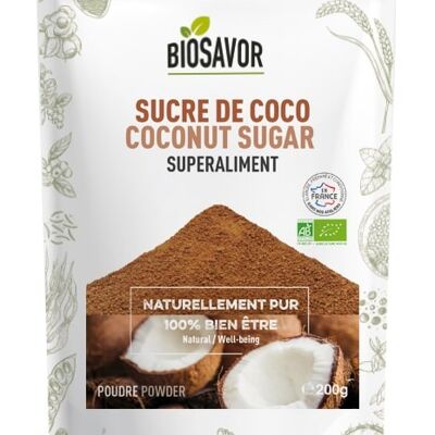 Sucre de coco en poudre - 200g - Complément Alimentaire