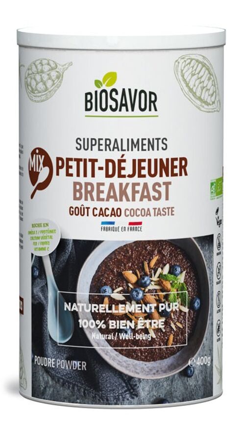 Mix Breakfast Cacao en poudre - 400g - Complément Alimentaire