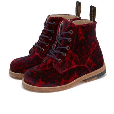 Buster Brogue Boots Red Velvet Leather - UK 1 (Euro 33)