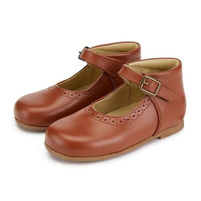Dolly Velcro Mary Jane Shoe Cognac Leather