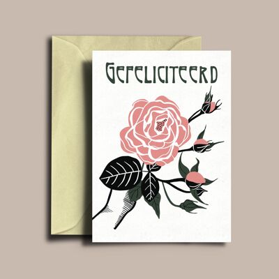 Gefeliciteerd Roses Illustrated Greeting Card