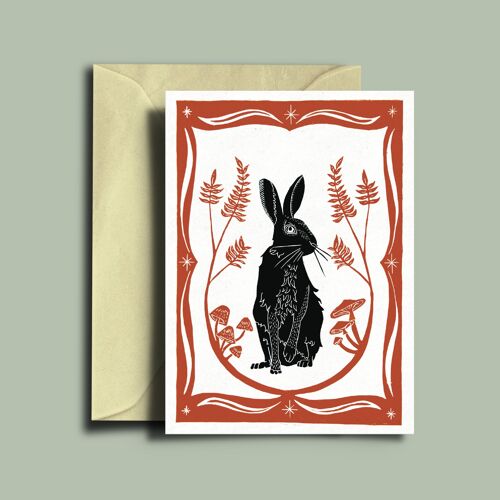 The Hare Lino Print Art Card