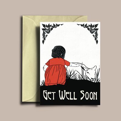 Get Well Soon Sheep Illustrated Card