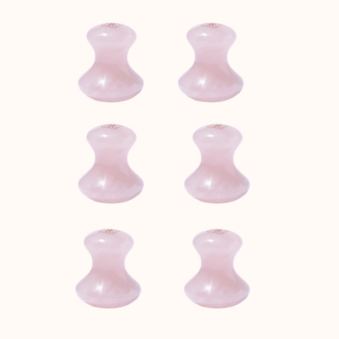 Set di 6 funghi in quarzo rosa