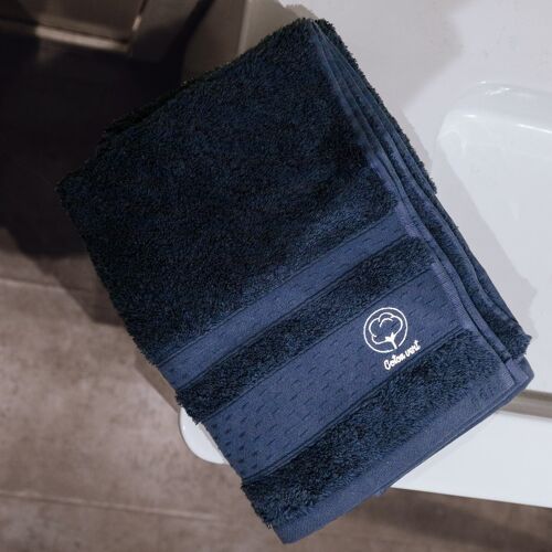 La serviette de toilette toute douce en coton bio | Bleu profond